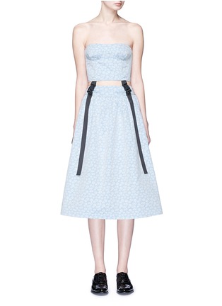 Main View - Click To Enlarge - SHUSHU/TONG - Two-in-one buckled harness floral jacquard dress