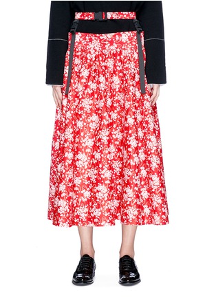 Main View - Click To Enlarge - SHUSHU/TONG - Buckle harness floral print midi skirt