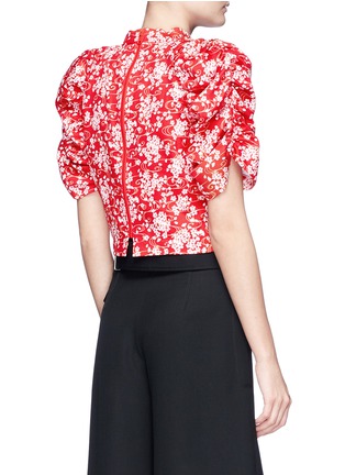 Back View - Click To Enlarge - SHUSHU/TONG - Ruched puff sleeve floral print cropped top