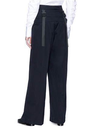 Back View - Click To Enlarge - SHUSHU/TONG - Buckled harness layered wide leg wool twill pants