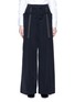 Main View - Click To Enlarge - SHUSHU/TONG - Buckled harness layered wide leg wool twill pants
