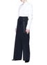 Figure View - Click To Enlarge - SHUSHU/TONG - Buckled harness layered wide leg wool twill pants