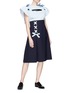 Figure View - Click To Enlarge - SHUSHU/TONG - Ribbon bow pleated wool twill skirt