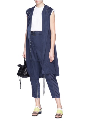 Figure View - Click To Enlarge - 3.1 PHILLIP LIM - Satin panel belted long cargo vest