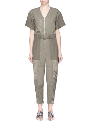 Main View - Click To Enlarge - 3.1 PHILLIP LIM - Satin panel belted cargo jumpsuit