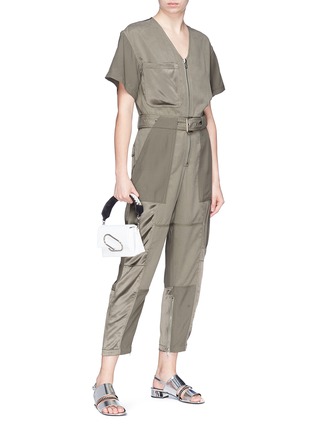 Figure View - Click To Enlarge - 3.1 PHILLIP LIM - Satin panel belted cargo jumpsuit