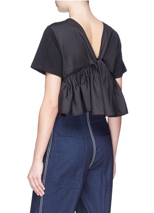Back View - Click To Enlarge - 3.1 PHILLIP LIM - Tie poplin peplum back cropped T-shirt