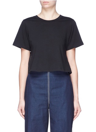 Main View - Click To Enlarge - 3.1 PHILLIP LIM - Tie poplin peplum back cropped T-shirt