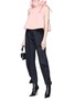 Figure View - Click To Enlarge - ANGEL CHEN - Drawstring ruffle collar cropped top