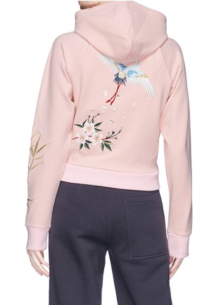 Back View - Click To Enlarge - ANGEL CHEN - Crane embroidered hoodie
