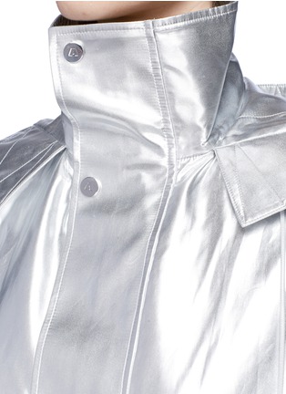 Detail View - Click To Enlarge - ANGEL CHEN - Metallic hooded midi raincoat