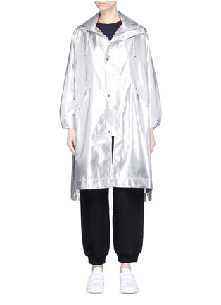 Main View - Click To Enlarge - ANGEL CHEN - Metallic hooded midi raincoat