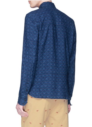 Back View - Click To Enlarge - SCOTCH & SODA - Diamond print linen-cotton herringbone shirt
