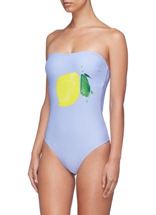 Detail View - Click To Enlarge - ONIA - 'Estelle' cutout back lemon print one-piece swimsuit