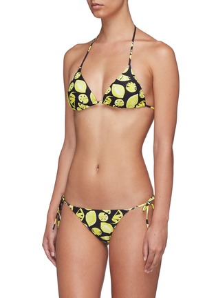 Figure View - Click To Enlarge - ONIA - 'Megan' lemon print triangle halterneck bikini top