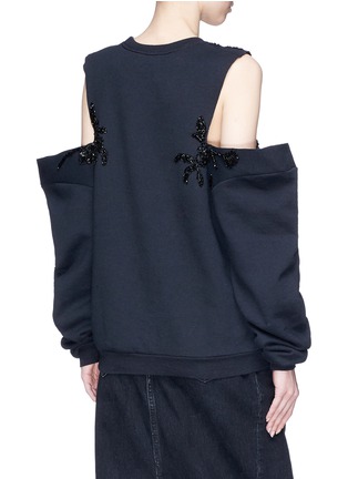 Back View - Click To Enlarge - DRY CLEAN ONLY - 'Wells' embellished Shamu print cold shoulder sweatshirt