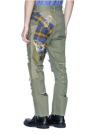 Back View - Click To Enlarge - JUNWEI LIN - Patchwork ripped denim pants
