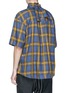 Back View - Click To Enlarge - JUNWEI LIN - Tie collar tartan plaid short sleeve shirt