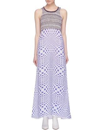 Main View - Click To Enlarge - ACNE STUDIOS - 'Mabley' knit panel geometric check dress