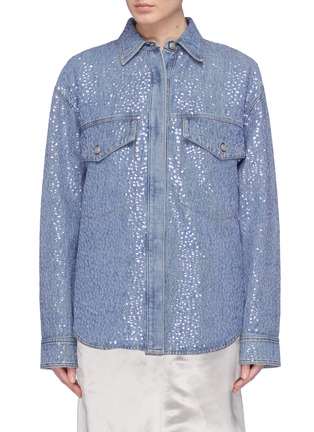Main View - Click To Enlarge - ACNE STUDIOS - 'Raehmon' sequin embroidered denim shirt