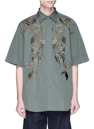 Main View - Click To Enlarge - DRIES VAN NOTEN - Floral embroidered short sleeve shirt