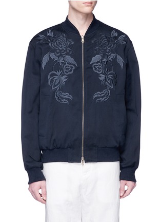 Main View - Click To Enlarge - DRIES VAN NOTEN - 'Volker' reversible floral embroidered cotton-linen bomber jacket