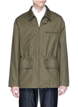 Main View - Click To Enlarge - DRIES VAN NOTEN - 'Vetch' retractable hood twill shirt jacket