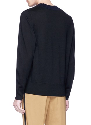 Back View - Click To Enlarge - DRIES VAN NOTEN - 'Jersey' colourblock V-neck Merino wool sweater