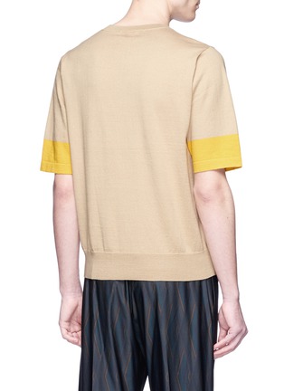 Back View - Click To Enlarge - DRIES VAN NOTEN - 'Jesper' colourblock cuff cotton sweater