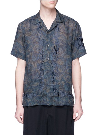 Main View - Click To Enlarge - DRIES VAN NOTEN - Carlton' floral embroidered forest print shirt