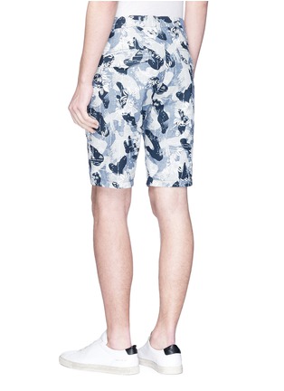 Back View - Click To Enlarge - DENHAM - 'Raptor' floral camouflage print chambray shorts