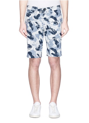 Main View - Click To Enlarge - DENHAM - 'Raptor' floral camouflage print chambray shorts