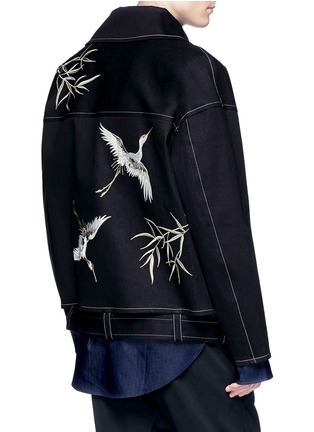  - ANGEL CHEN - Crane embroidered oversized unisex denim jacket