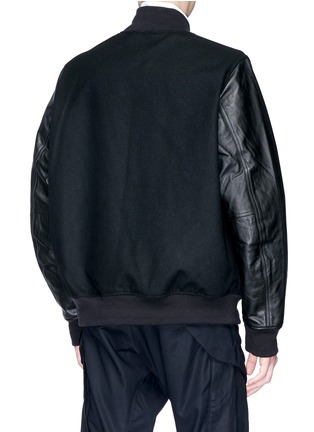 Back View - Click To Enlarge - NIKELAB - 'Essentials' cow leather sleeve bomber jacket