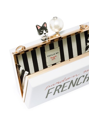 Detail View - Click To Enlarge - CECILIA MA - 'Pardon' bulldog faux pearl charm acrylic box clutch