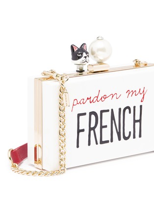  - CECILIA MA - 'Pardon' bulldog faux pearl charm acrylic box clutch