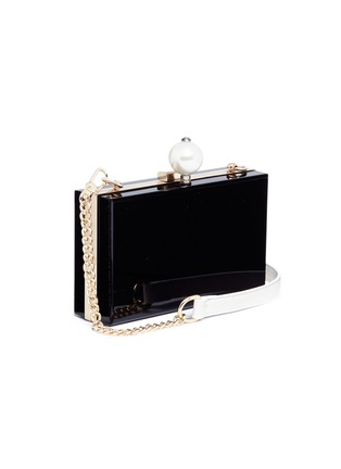 Detail View - Click To Enlarge - CECILIA MA - 'Jay' tuxedo patch acrylic box clutch
