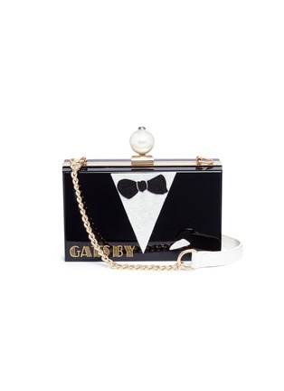 Main View - Click To Enlarge - CECILIA MA - 'Jay' tuxedo patch acrylic box clutch