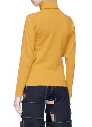 Back View - Click To Enlarge - 10455 - Sleeve tie rib knit turtleneck sweater