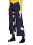 Front View - Click To Enlarge - 10455 - Cutout patchwork twill culottes