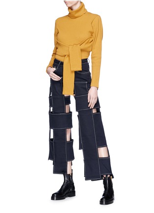 Figure View - Click To Enlarge - 10455 - Cutout patchwork twill culottes