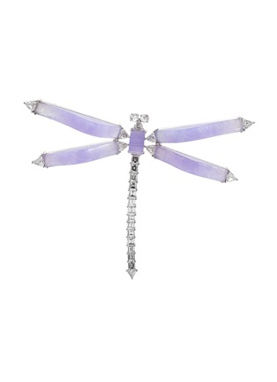 Main View - Click To Enlarge - SAMUEL KUNG - Diamond jade 18k white gold dragonfly brooch