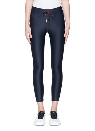 Main View - Click To Enlarge - THE UPSIDE - Drawstring logo print cropped compression performance leggings