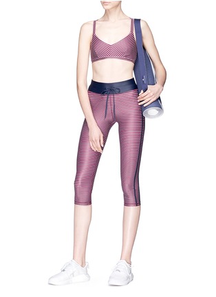 Figure View - Click To Enlarge - THE UPSIDE - 'Rum and Raisin' stripe cropped leggings