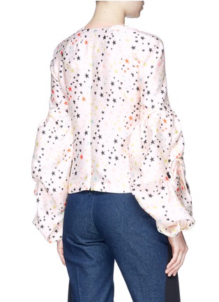 Back View - Click To Enlarge - HELLESSY - 'Louise' button puff sleeve star print satin blouse