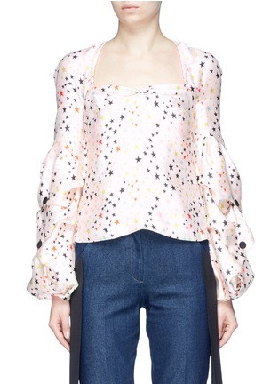 Main View - Click To Enlarge - HELLESSY - 'Louise' button puff sleeve star print satin blouse