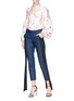 Figure View - Click To Enlarge - HELLESSY - 'Mojave' sash drape cigarette jeans