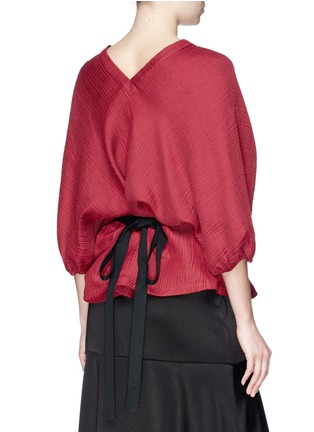 Back View - Click To Enlarge - HELLESSY - 'Lotus' sash tie textured drape blouse