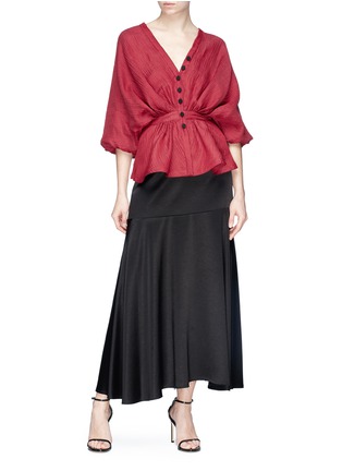 Figure View - Click To Enlarge - HELLESSY - 'Lotus' sash tie textured drape blouse