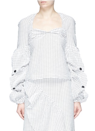 Main View - Click To Enlarge - HELLESSY - 'Louise' button puff sleeve check blouse